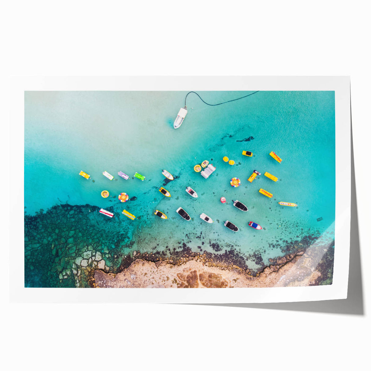 Extra large rolled print of a European Cyprus landscape with vibrant green and blue tones, ideal for art wall dining room.