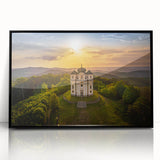 Large abstract wall art depicting a stylized Czech Republic landscape in muted earth tones on a framed acrylic print.