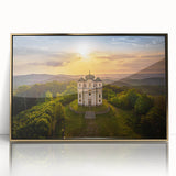Acrylic print of a Czech Republic scenery with art deco elements in gold tones, ideal for modern art wall decor.