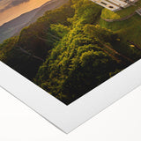 Art deco poster of a Czech Republic scenery in muted earth tones on rolled canvas, suitable for dining room wall art.