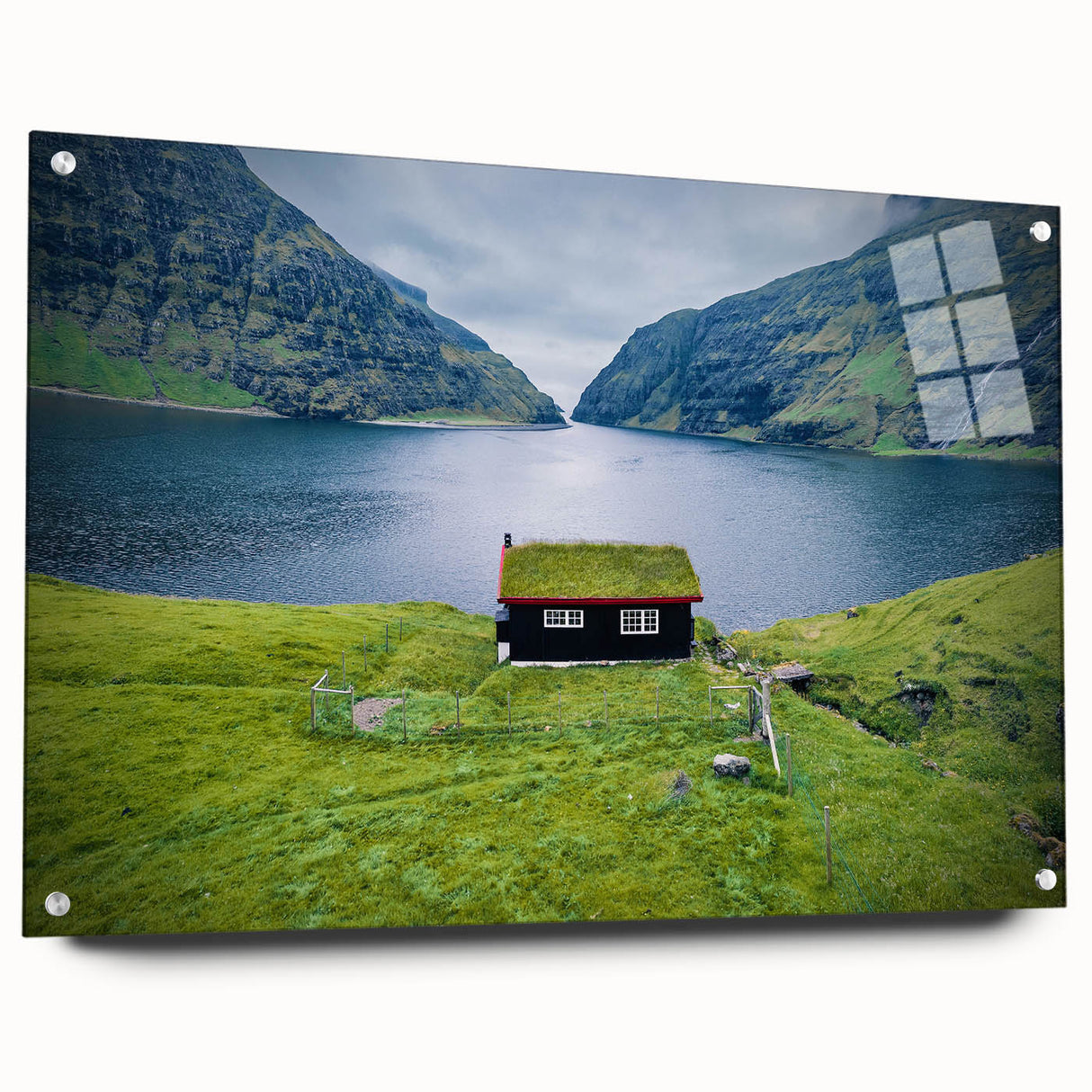 Acrylic print of a European scenery in Denmark, showing muted natural tones, ideal for bedroom or dining room decor.