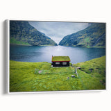 Extra large framed canvas featuring a vintage poster art of a colorful European scene, ideal for living room decor.