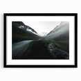 Extra large abstract art print of a vibrant, colorful English Cumbria landscape on textured canvas, framed in black.