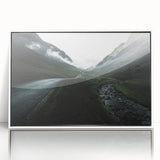 Mid-century modernist art depicting the Cumbrian landscape in muted earth tones on a framed acrylic.