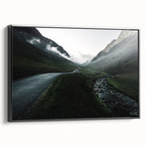 Black and white landscape art painting of Cumbria, England on framed canvas, ideal for bedroom wall decor.
