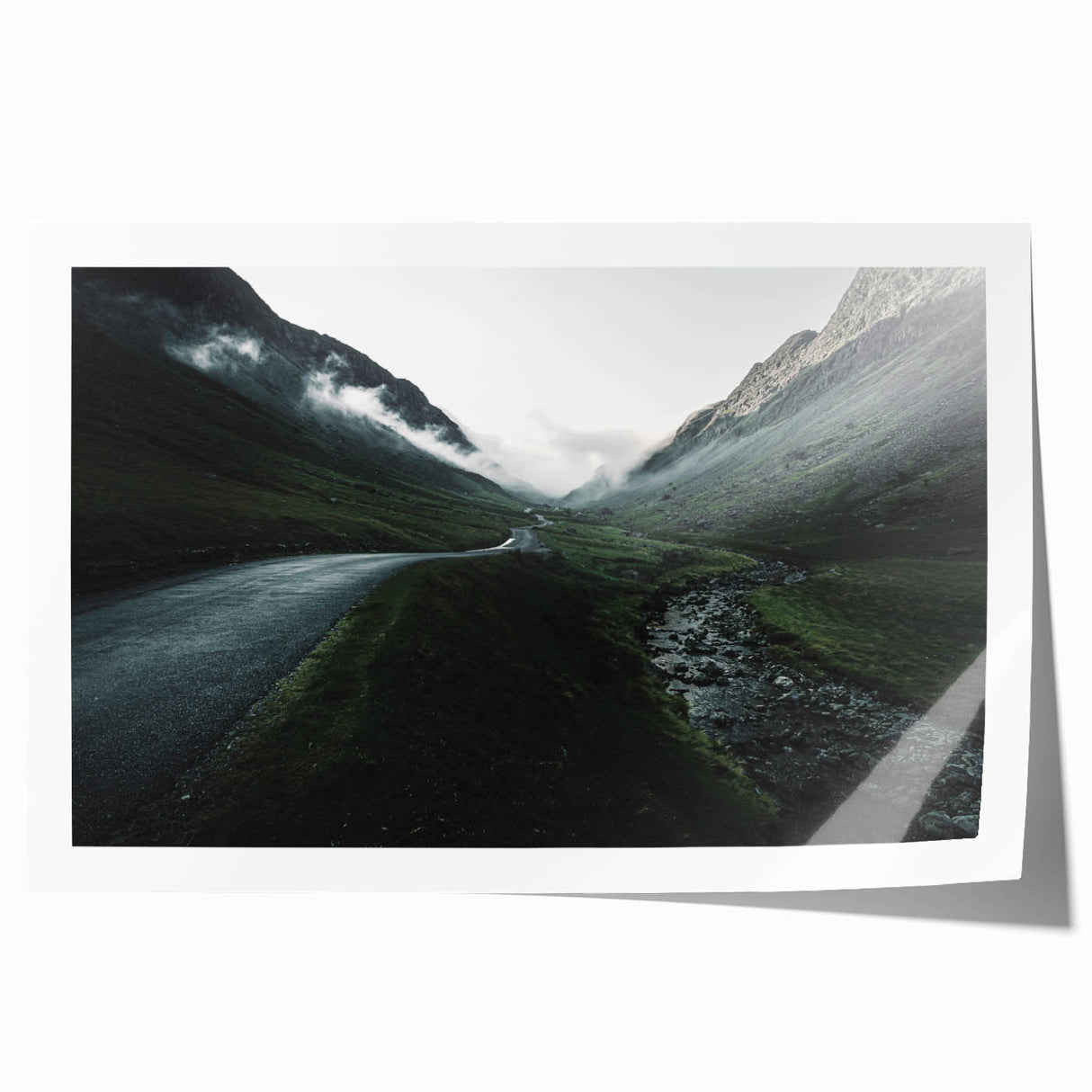 Rolled print of Cumbria's lush landscape featuring vibrant green hues, ideal for art wall dining room.