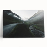 Large black and white stretched canvas of Cumbria, England scenery, suitable as kitchen wall art.