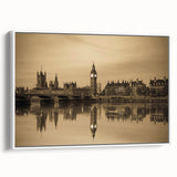 Vintage poster art of London scenery on framed canvas, featuring colorful art in extra large size.