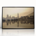 Large abstract wall art depicting London's skyline in muted grays and blues on a framed acrylic.