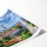 Extra large wall art featuring line art flowers in muted beige tones on a rolled print, ideal for large living room decor.