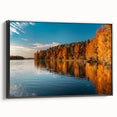 Black and white landscape art painting of a Finnish scenery on framed canvas, ideal for bedroom wall decor.