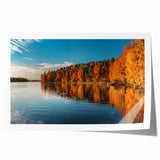 Extra large rolled print of a serene Finnish landscape, showing muted green and blue tones, ideal for art wall dining room.