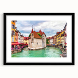 Extra large framed art of colorful abstract French Alps scenery, ideal for living room decor.