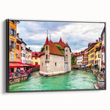 Black and white wall art of the French Alps on framed canvas, ideal for bedroom landscape ambiance.