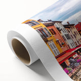 Art deco poster of the French Alps in muted shades on rolled canvas, ideal for nursery wall art.