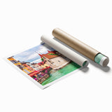 Extra large rolled print of the French Alps with muted earthy tones, ideal for classy bathroom wall art.