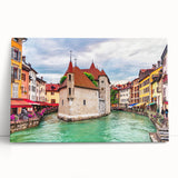 Black and white photograph of the French Alps on stretched canvas, ideal for kitchen wall art.