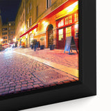 Extra large black wall art featuring a textured depiction of Lyon, France in vibrant colors on framed canvas.