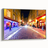 Framed canvas of a vintage-style Lyon landscape painting featuring vibrant, colorful art on a black background.
