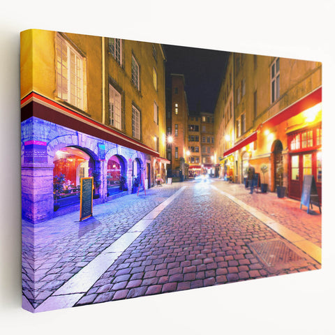 Large canvas print of a scenic Lyon cityscape in muted earth tones, ideal for kitchen wall art.