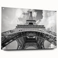 Acrylic print of the Paris skyline featuring the Eiffel Tower in muted gray tones, ideal for dining room art.