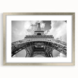 Extra large abstract art print of Paris scenery in silver frame, featuring textured brush strokes in muted earth tones.