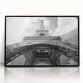 Large abstract wall art of Paris skyline in muted gray and black tones on framed acrylic, ideal for modern art wall decor.