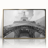 Art deco poster of Paris skyline in gold and black tones on acrylic framed print, suitable for nursery or modern decor.