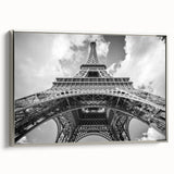 Landscape art painting of Paris featuring the Eiffel Tower in black and colorful hues on a framed canvas.