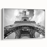 Vintage poster art of Paris with colorful landmarks on extra large framed canvas, ideal for living room decor.
