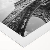Art deco poster of Paris scenery in muted gray tones on rolled canvas, suitable for dining room wall art.