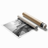 Extra large rolled print of Paris scenery with floral accents in soft color tones, ideal for classy bathroom wall art.