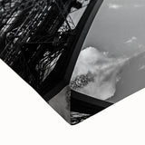 Large art of a Paris landscape in black and white on stretched canvas, perfect for bedroom wall decor.