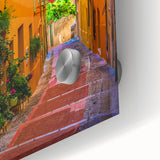 Large abstract wall art depicting a Provençal landscape in muted earth tones on acrylic glass.