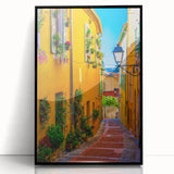 Large abstract wall art depicting a scenic Provence landscape in muted earth tones on a framed acrylic.