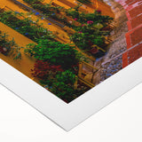 Art Deco poster depicting a serene Provence landscape in muted earth tones on rolled canvas, suitable for dining room walls.