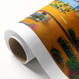 Art deco poster of Provence landscape in muted earth tones on rolled canvas, ideal for nursery wall art.