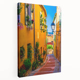 Provence landscape painting on stretched canvas, featuring lavender fields under a clear sky, ideal for kitchen wall art.