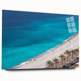 Large abstract wall art of a Southern France landscape in muted earth tones on acrylic glass.