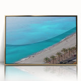 Art deco poster of a serene South France scenery in gold frame, ideal for modern art wall decor.
