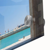 Large abstract wall art depicting a Crete, Greece scenery in muted earth tones on acrylic glass, ideal for dining room art.