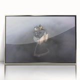 Large art print of a Hungarian landscape in muted earth tones on a silver-framed acrylic, ideal for modern art wall decor.