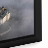 Textured black wall art featuring a colorful European cityscape on a framed canvas, ideal for living room decor.