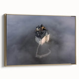 Framed canvas featuring a vintage-style landscape painting of a Hungarian scenery in muted gold and black tones.
