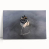 Large black and white stretched canvas of a Hungarian cityscape, ideal for kitchen wall art.