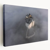 Large art print of a European cityscape in muted earth tones on stretched canvas, suitable for kitchen wall art.