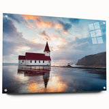 Large abstract wall art depicting a scenic European landscape in Iceland, rendered on acrylic glass.
