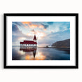 Extra large abstract art print depicting a colorful, textured Icelandic scenery on a framed canvas.