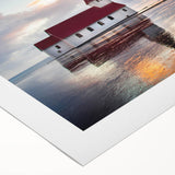 Art deco poster of an Icelandic landscape in muted blue and gray tones on rolled canvas, suitable for dining room decor.