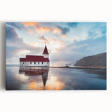 Black and white photograph of an Icelandic landscape on stretched canvas, ideal for kitchen wall art or bedroom decor.